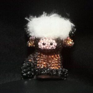 Bedazzled Highland Cow Figurine, Rhinestone Decor, Farm Animal Collectible